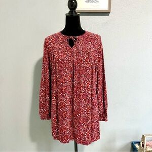 Reformation burgundy red ditsy floral long sleeve mini dress women’s size small